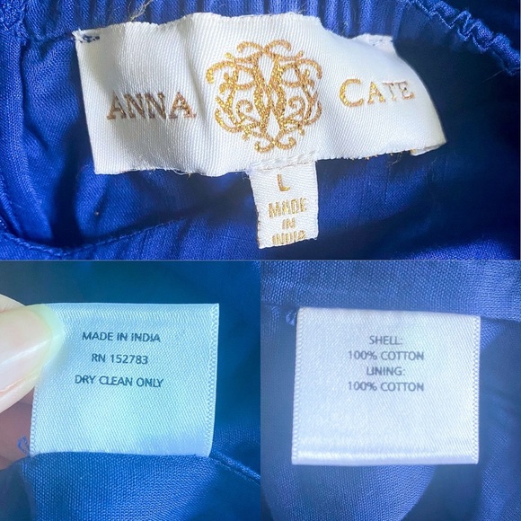 Anna Cate Dress Maggie Maxi Cotton Royal White Embroidery L EUC - Picture 5 of 6